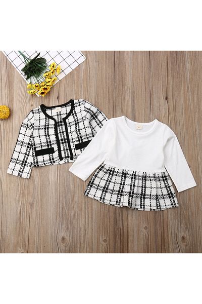 OEM Set sacou cu rochita Drool, 90, Alb cu negru