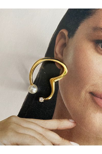Pinery Jewels Stainless Steel Women's Earrings Pair with Single Stone Ball Pearls