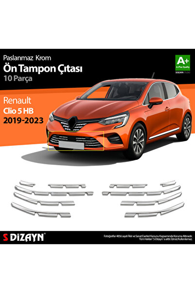 S Dizayn S-Dizayn Renault Clio 5 Krom Ön Tampon Çıtası 10 Prç. 2019 Üzeri 702...