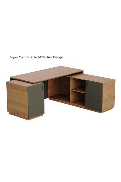 Mahmayi Natural Dijon Walnut-Lava Grey ED3-LSNDW-LG Executive Desk 180 cm