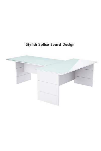 Mahmayi Premium White GED-5 Glass Executive Desk 320 cm