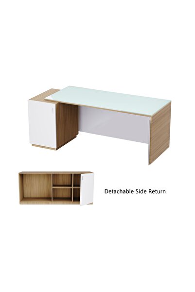 Mahmayi Coco Bolo and Premium White GED-3 Glass Executive Desk 180 cm