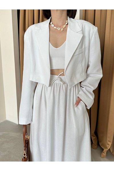 Dilek Aydın Atelier White Linen Crop Jacket