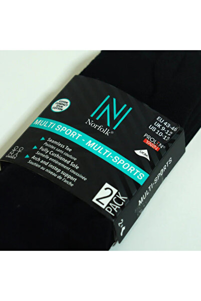 NORFOLK Montreal Cotton Casual Sports Socks - Extra Cushioned, 2 Pack Black
