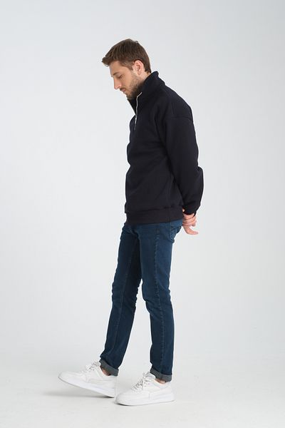 Store Πράσινο Unisex Oversize Βαμβακερό Fleece Μάλλινο Σαλιάρα με Κολάρα - Μισό φερμουάρ