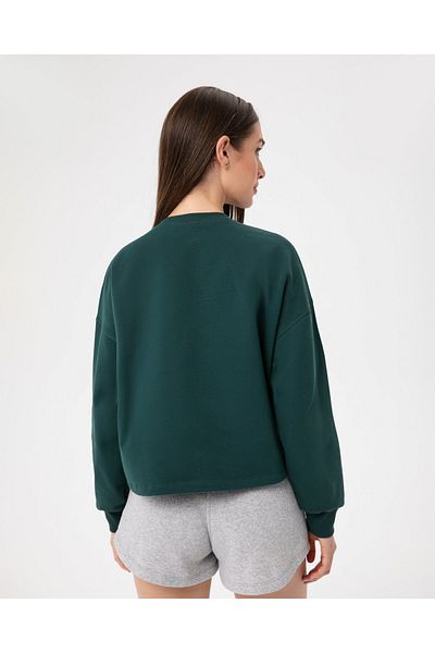 Ayma Active Γυναικείο φούτερ Forest Green Crew Neck από οργανικό βαμβάκι Basic Oversize