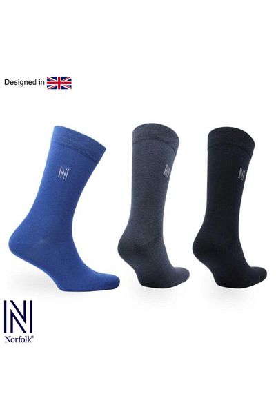 NORFOLK Brody Daily Comfortable Cotton Socks 3 Pack Μπλε/γκρι/μαύρο