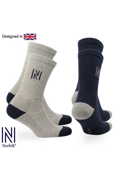 NORFOLK Ежедневни спортни чорапи Barkley Cotton - чифт от 2 броя с възглавници, тъмносиньо-сиви