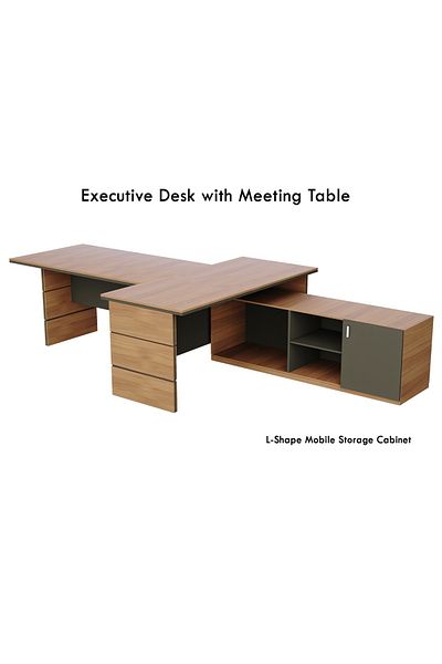 Mahmayi Natural Dijon Walnut Lava Grey ED5-LSNDW-LG Executive Desk 320 cm