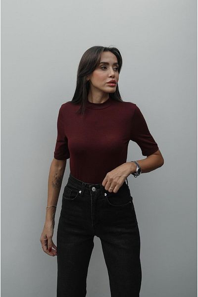 Havoş Bluză burgundă cu guler înalt