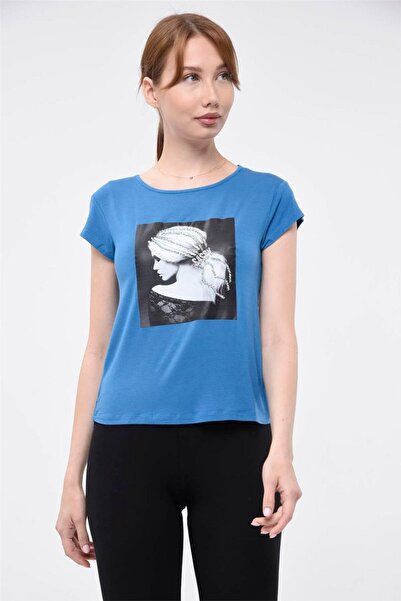 HomeStore Μπλουζάκι με στάμπα για κορίτσια με πέτρα στα μαλλιά