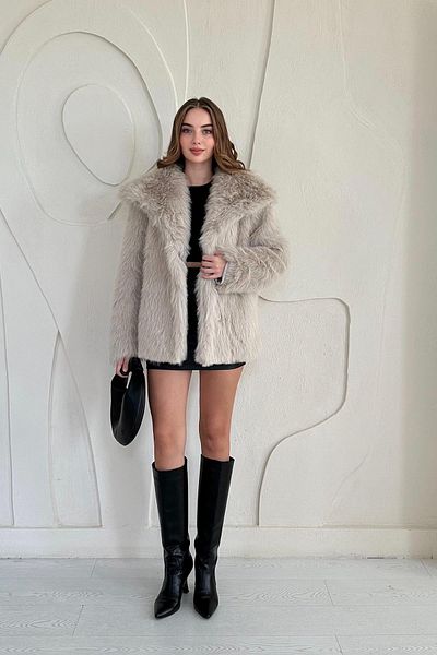 Elbee Fashion Woman Palton de blană căptușit