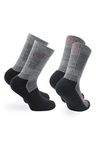 NORFOLK Детски външни чорапи от вълна Леонардо Мерино, пакет от 2, сиви