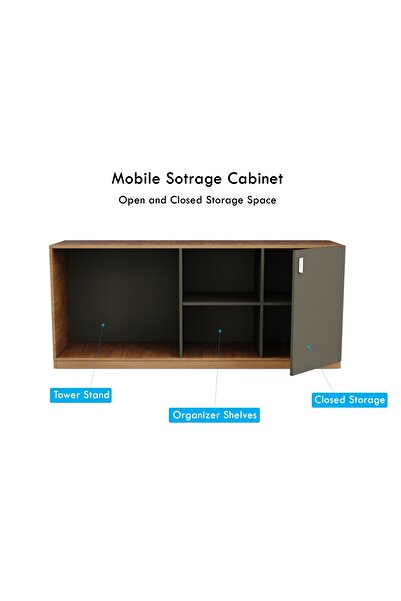 Mahmayi Natural Dijon Walnut Lava Grey ED5-LSNDW-LG Executive Desk 320 cm