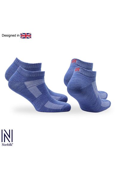 NORFOLK Sheldon Lc Χαμηλής κοπής μαλλί Merino Κάλτσες πεζοπορίας εξωτερικού χώρου 2 Πακέτο Μπλε