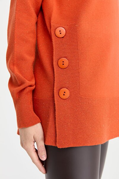 Desen Triko Γυναικείο ολόσωμο πουλόβερ χωρίς ραφή πορτοκαλί