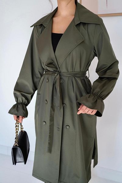 Elbee Fashion Woman Trenci cu centură și nasturi