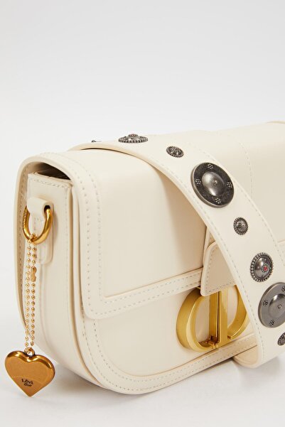 Levidor Cream Staple Detail Shoulder Bag