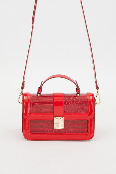 Levidor Croco Red - Red Rugan Crocodile Leather Handbag