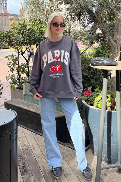 Madmext Smoked Crew Neck Basic Sweatshirt Mg2233