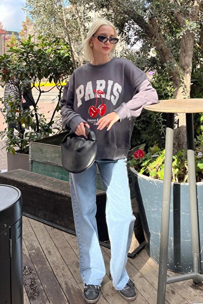 Madmext Smoked Crew Neck Basic Sweatshirt Mg2233