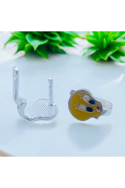 Rachel Silver 925 Ayar Gümüş Tweety Civciv Sarı Renk Mineli Çocuk Küpesi