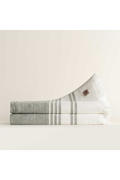 Ecocotton Σετ πετσετών μπάνιου Erva 2 τεμαχίων - Πράσινο λινό μελανζέ, 100% οργανικό βαμβάκι, 70x140 εκ.