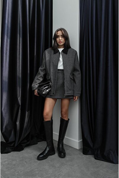 Havoş Bélyegzett fekete burke szoknya és dzseki szett