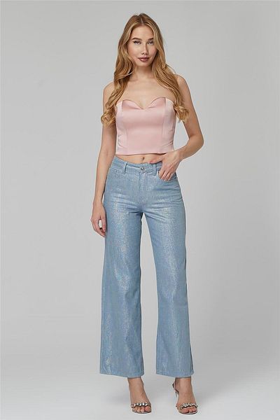 HomeStore Jeansfarbene Glitzerhose