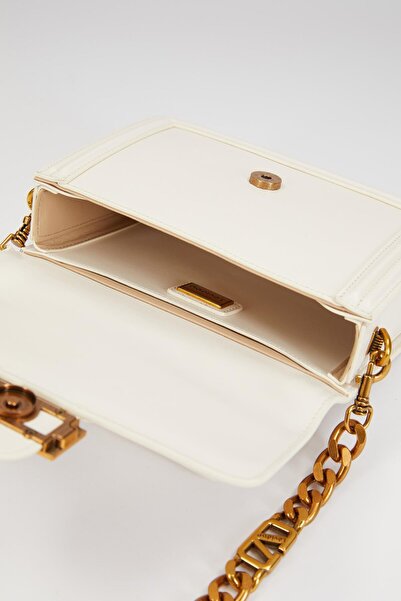 Levidor Geantă de umăr cu curea din piele albă