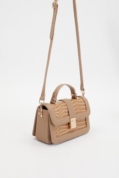 Levidor Croco Milky Brown Crocodile Leather Handbag