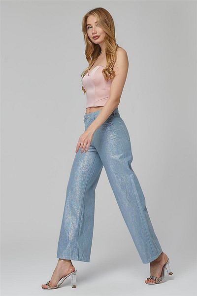 HomeStore Jeansfarbene Glitzerhose