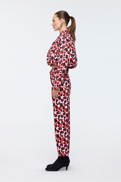 Berr-ın Red Patterned Straight Leg Trousers