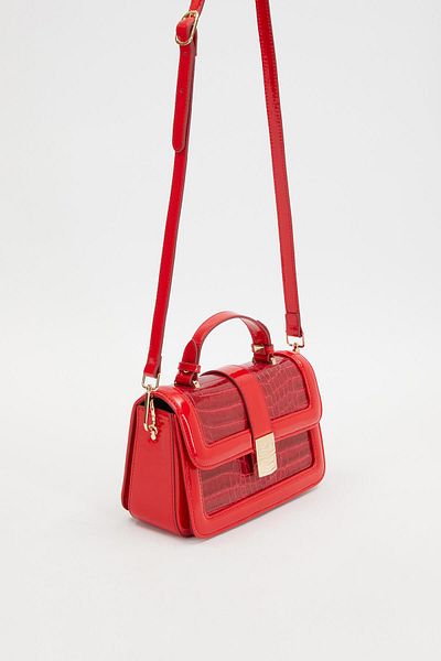 Levidor Croco Red - Red Rugan Crocodile Leather Handbag
