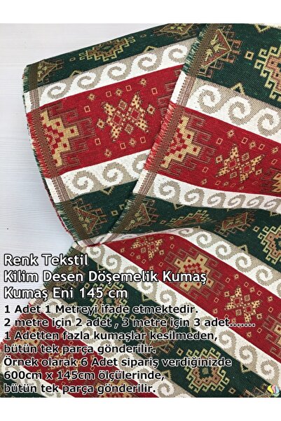 Renk Tekstil Anatolia Etnik Dokuma Kilim Desenli Kumaş
