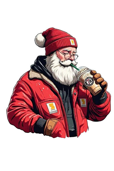 MegaSticker ملصق سانتا كلوز لشرب القهوة - سيارة، دراجة نارية، خوذة، كمبيوتر م...