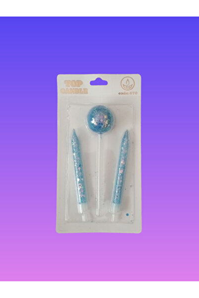 ALYA Parti Mavi Simli Şans Lolipop Topu Ile Birlikte 3'lü Doğum Günü Pasta Mu...