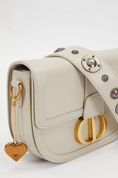 Levidor Gray Staple Detail Shoulder Bag