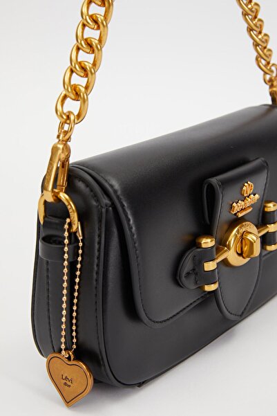 Levidor Μαύρη τσάντα ώμου με κλειδαριά