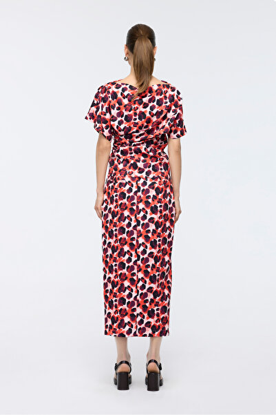 Berr-ın Desenli Kruvaze Etek Kirmizi