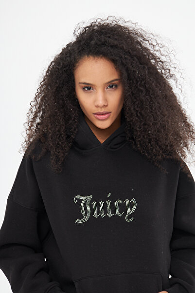 The Champ Clothing Μαύρο φούτερ Juicy Written Stone με κουκούλα Fleece Oversize