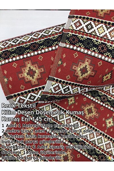 Renk Tekstil Anatolia Etnik Dokuma Kilim Desenli Kumaş