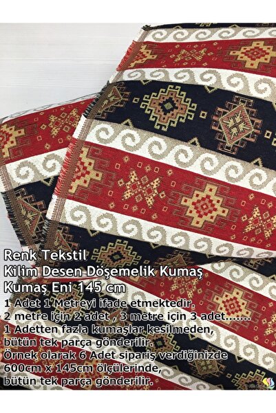 Renk Tekstil Anatolia Etnik Dokuma Kilim Desenli Kumaş