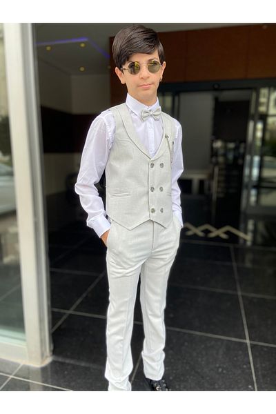 WENA KİDS Children's Vest Suit Shirt set GRAY