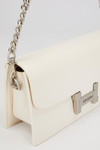 Levidor Λευκή τσάντα ώμου με διπλό λουράκι