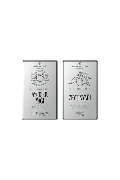 Digithome Lombardino 2 Pieces Olive Oil and Sunflower Oil Set - 11X6,6 cm Silver Label