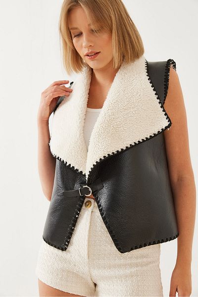 Bianco Lucci Női, kézműves, részletes szőrme mellény 6391 60351112