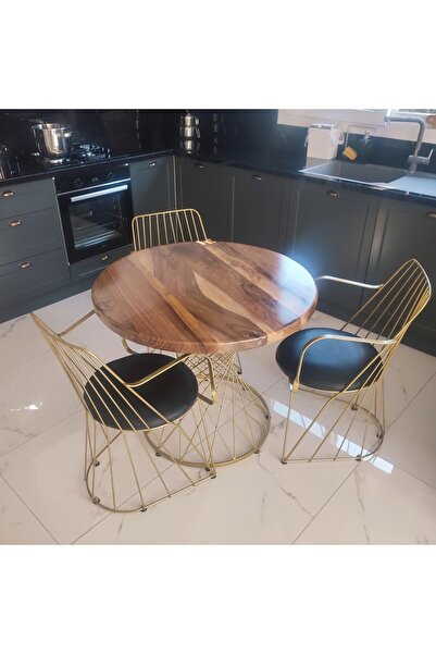 KÜTÜK MOBİLYA DİZAYN 80 CM ÇAP CEVİZ AĞACI YUVARLAK MASA
