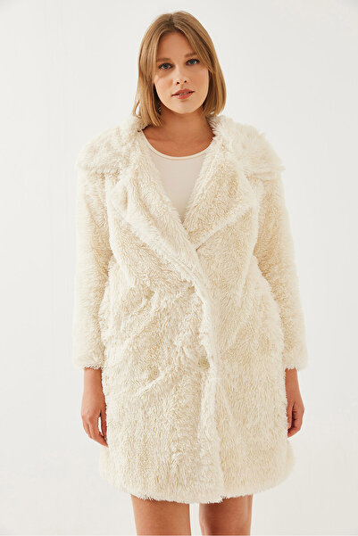 Bianco Lucci Women's Button Detailed Plush Coat 2480 60351114