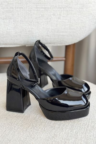 GOFFSHOES Pantofi cu toc Gander Platform pentru femei - negru-brevet